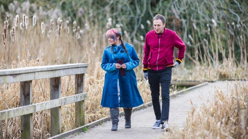 People taking part in the Big Wetland Birdwatch at Morden Hall Park, London